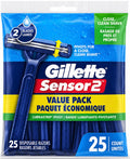 Gillette Sensor 2 Mens Disposable Razor 25 Count