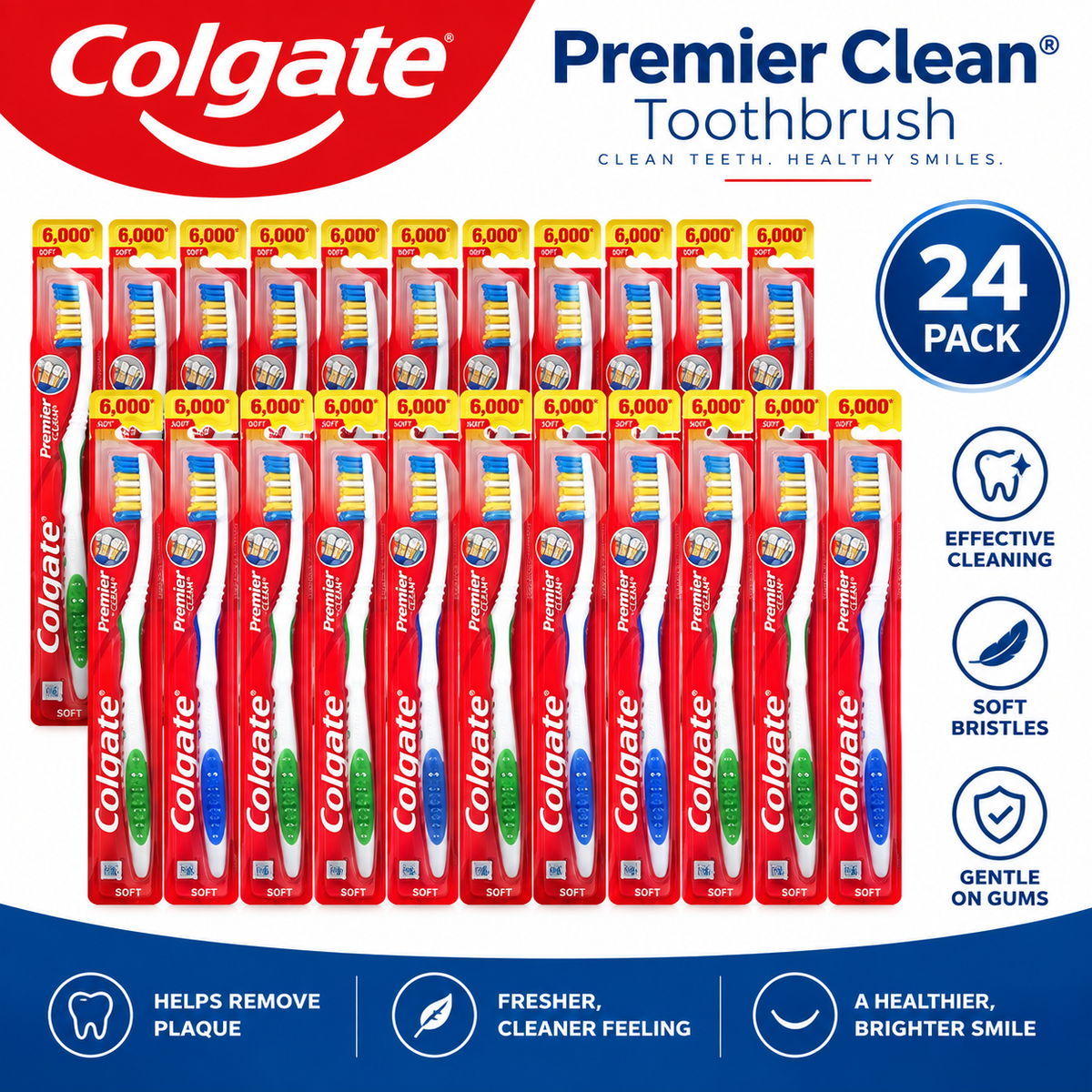 Colgate Premier Clean Toothbrush 24 Pack