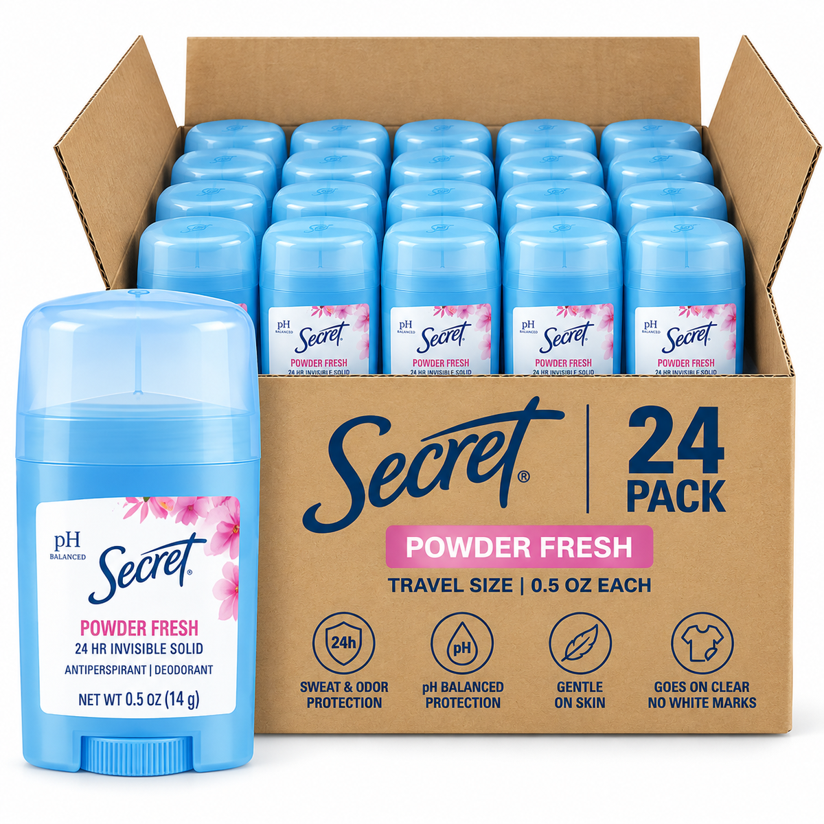 Secret Invisible Solid Deodorant Powder Fresh  24 Count